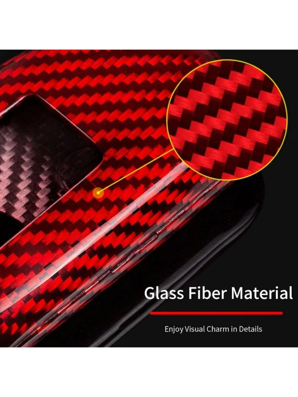 Real Glass Fiber Key Fob Cover for Lexus LX570 RX450 RX350 IS350 - Red Protector